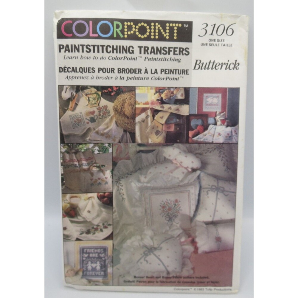 Butterick ColorPoint 3106 Paintstitching Transfers Pillow Patterns 1993